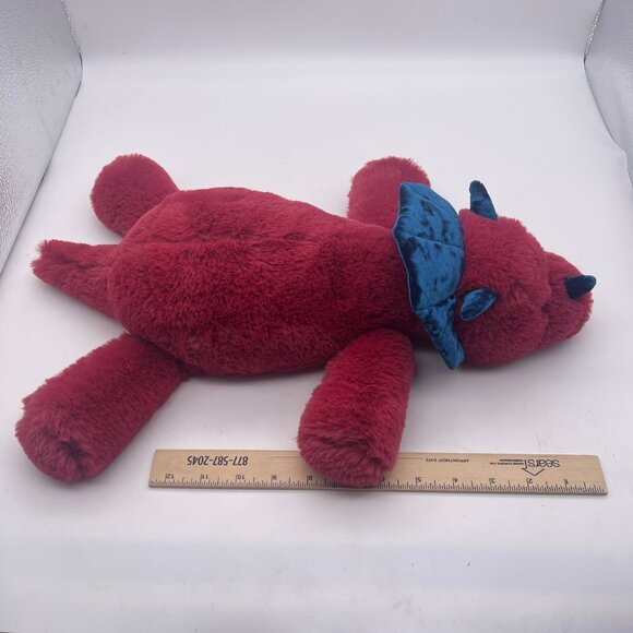 Aurora Snoozles Red Triceratops 18" Dinosaur Plush Blue Frill, Horns Soft Floppy - Picture 7 of 7